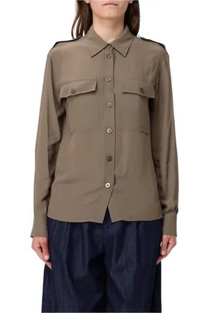 Liu Jo Femme, Blouses et Chemises, Brun, Taille: 42 FR Chemise marron à boutons avec col classique