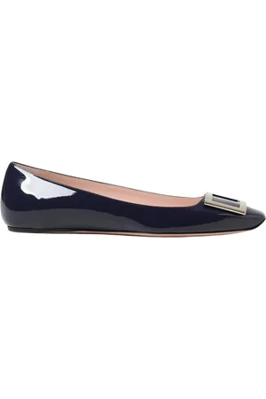 Roger Vivier Femme, Chaussures, Bleu, Taille: 35 EU Ballerines en cuir verni gris