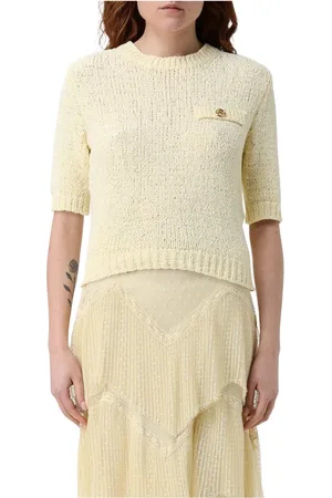 Twin-Set Femme, Pulls, Jaune, Taille: 36 FR Pull blanc à manches courtes