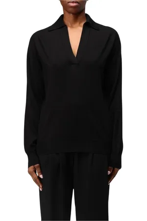 FARFETCH Femme, Pulls, Noir, Taille: 42 FR Beige Cashmere Polo Sweater