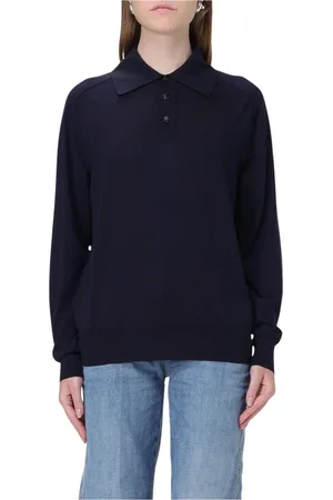 Bottega Veneta Femme, Tops, Bleu, Taille: 42 FR Elegant Polo Sweater Navy