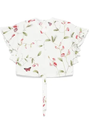 Giambattista Valli Femme, Blouses et Chemises, Blanc, Taille: 38 FR Chemisier imprimé avec cordon