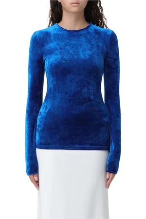 Giorgio Armani Femme, Tops, Bleu, Taille: 42 FR Pull en Velours Bleu Royal