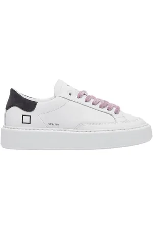 D.A.T.E. Femme, Chaussures, Blanc, Taille: 37 EU Baskets en cuir beige avec logo latéral
