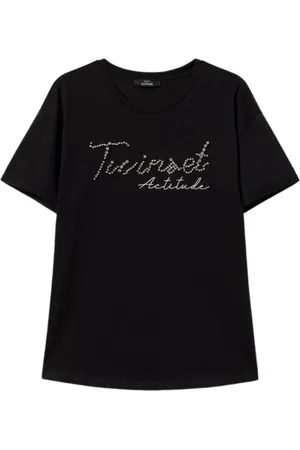 Twin-Set Femme, Tops, Noir, Taille: 40 FR T-shirts et Polos Noirs Collection Actitude