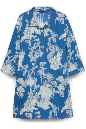 Fiorella rubino Femme, Robes, Bleu, Taille: 44 FR Robe à imprimé jungle