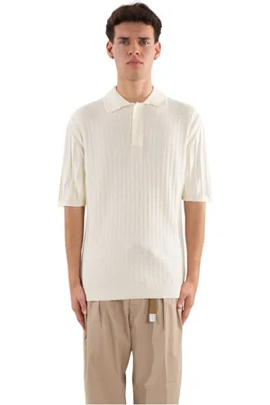 Daniele Fiesoli Homme, Tops, Blanc, Taille: XL Polo Tricoté Texturé