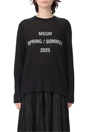 Msgm Femme, Tops, Noir, Taille: 36 FR T-shirt Décontracté Imprimé Graphique Élégant