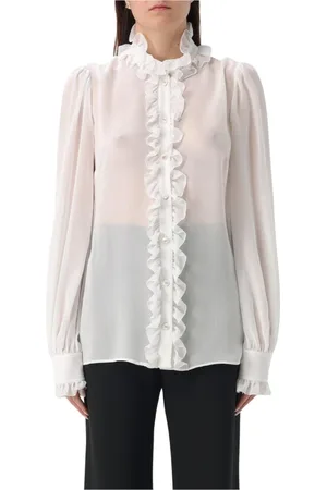 Dolce & Gabbana Femme, Blouses et Chemises, Blanc, Taille: 40 FR Chemise Élégante avec Détails
