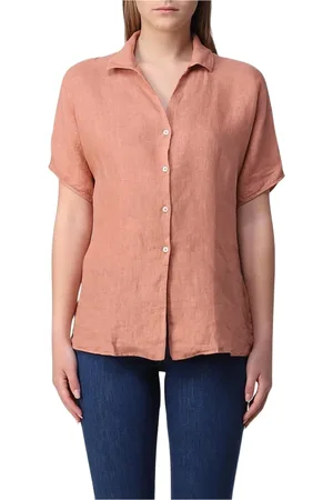 FAY Femme, Blouses et Chemises, Rose, Taille: 40 FR Chemise en Lin Rose Coupe Décontractée