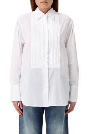 Aspesi Femme, Blouses et Chemises, Blanc, Taille: 38 FR Chemise Blanche Classique en Coton Plissé