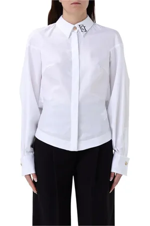 Elisabetta Franchi Femme, Blouses et Chemises, Blanc, Taille: 44 FR Chemise Blanche à Boutons, Élégance Sophistiquée