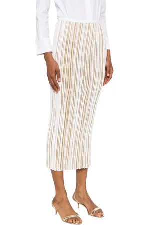 Giambattista Valli Femme, Jupes, Blanc, Taille: 38 FR Jupe Midi Rayée en Tricot