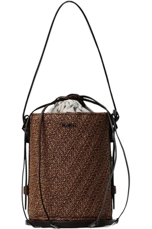 Max Mara Femme, Sacs, Brun, Taille: ONE Size Sac Seau en Paille Marron Élégant
