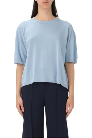 DRUMOHR Femme, Pulls, Bleu, Taille: 40 FR Haut en Tricot de Laine Mérinos Bleu