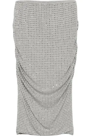 Pinko Femme, Jupes, Gris, Taille: 38 FR Jupe élastique grise avec détail en strass
