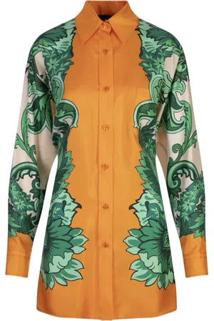 Etro Femme, Blouses et Chemises, Multicolore, Taille: 38 FR Chemise Orange avec Imprimé Foulard et au Dos