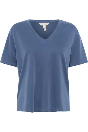 Part Two Femme, Tops, Bleu, Taille: 40 FR Tee-shirt doux à col en V Oceana
