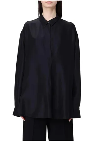 BARENA Femme, Blouses et Chemises, Noir, Taille: 38 FR Chemise Noire à Boutons Style Élégant