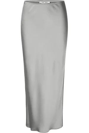 Samsøe Samsøe Femme, Jupes, Gris, Taille: 38 FR Élégante Jupe Longue en Satin