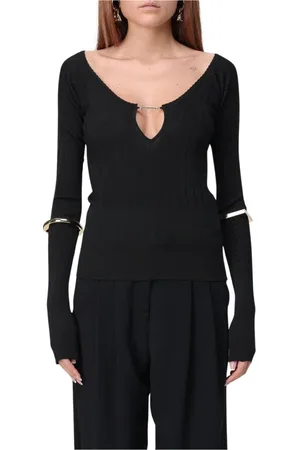 Jacquemus Femme, Pulls, Noir, Taille: 34 FR Haut Tricoté Blanc avec Trou de Serrure