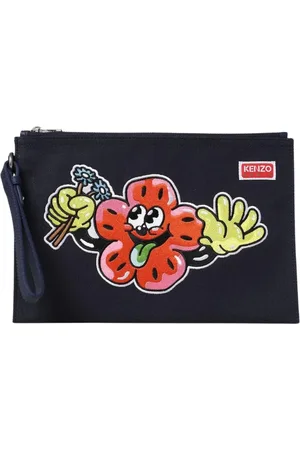 Kenzo Femme, Sacs, Bleu, Taille: ONE Size Sac Pochette en Toile Fleurie