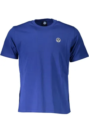 North Sails Homme, Tops, Bleu, Taille: M T-shirt en Coton Bleu avec Logo Iconique