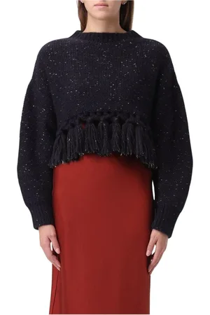Alanui Femme, Pulls, Bleu, Taille: 40 FR Pull Bleu à Pompons