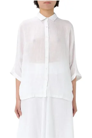120% Lino Femme, Blouses et Chemises, Blanc, Taille: 40 FR Chemise Blanche en Lin à Col