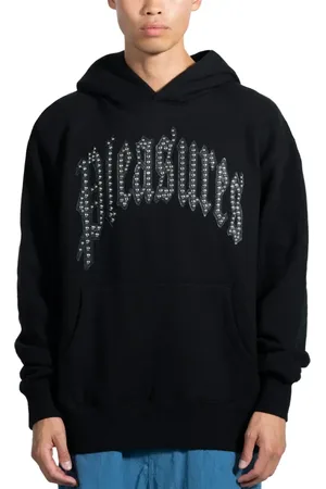 Pleasures Homme, Sweatshirts et sweats à capuche, Noir, Taille: L Sweat à Capuche Clouté Noir Style Décontracté