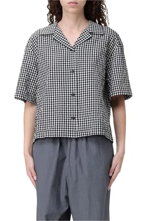 BARENA Femme, Blouses et Chemises, Noir, Taille: 36 FR Chemise Gingham Coupe Décontractée Noire
