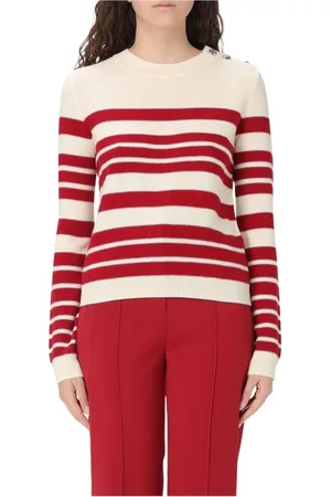 Patrizia Pepe Femme, Pulls, Blanc, Taille: 42 FR Pull à rayures en cachemire