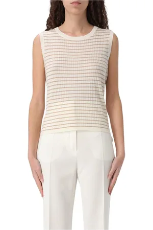 Max Mara Femme, Pulls, Multicolore, Taille: 40 FR Pull sans Manches en Tricot Côtelé