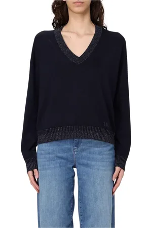 Liu Jo Femme, Pulls, Bleu, Taille: 38 FR Pull en Tricot Bleu à Paillettes