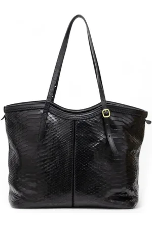 CLARIS VIROT Femme, Sacs, Noir, Taille: ONE Size Sac Fourre-tout Noir en Python avec Fermeture Éclair