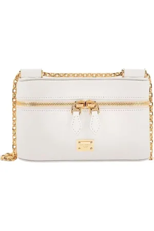 Dolce & Gabbana Femme, Sacs, Blanc, Taille: ONE Size Pochette en cuir noir avec bandoulière chaîne