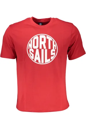 North Sails Homme, Tops, Rouge, Taille: L T-shirt rouge à manches courtes avec logo imprimé
