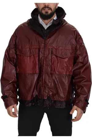 Dolce & Gabbana Homme, Vestes, Rouge, Taille: L Elegant Bordeaux Full Zip Hooded Jacket