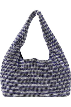 KARA Femme, Sacs, Bleu, Taille: ONE Size Pochette à Rayures en Cristal