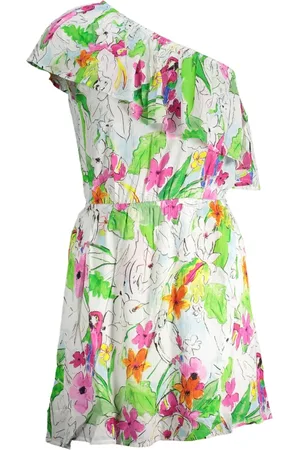 Desigual Femme, Robes, Multicolore, Taille: 40 FR Robe Courte Blanche Col Carré