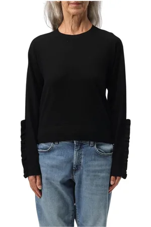 Pinko Femme, Pulls, Noir, Taille: 42 FR Pull en laine à manches à volants style élégant
