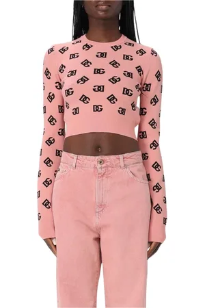 Dolce & Gabbana Femme, Pulls, Rose, Taille: 40 FR Pull Rose à Motif et Logo