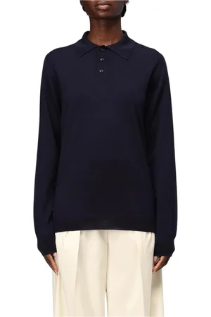 Maison Margiela Femme, Pulls, Bleu, Taille: 42 FR Pull Polo à Manches Longues Marine