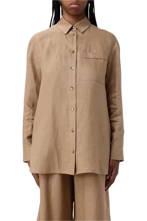 Max Mara Femme, Blouses et Chemises, Brun, Taille: 38 FR Chemise Élégante en Lin Camel