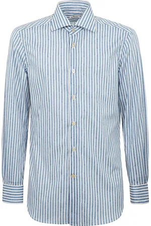 Kiton Homme, Chemises, Bleu, Taille: 2XL Chemise Regular Fit Col Français Motif