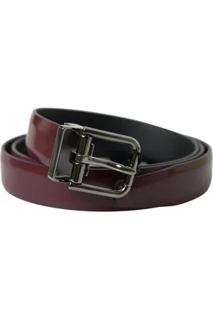Dolce & Gabbana Unisex, Accessoires, Rouge, Taille: 90 CM Élégante Ceinture en Cuir Bordeaux avec Boucle en Métal