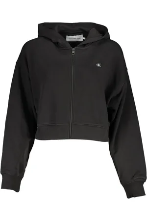 Calvin Klein Femme, Sweatshirts et sweats à capuche, Noir, Taille: 42 FR Sweat à capuche noir avec fermeture éclair et logo