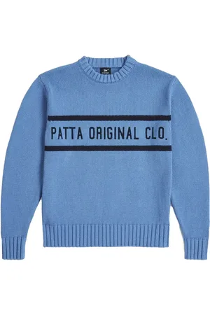 Patta Homme, Pulls, Bleu, Taille: XL Pull Tricoté Bleu Élégant Confortable Décontracté