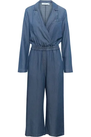 INWEAR Femme, Combinaisons et Ensembles, Bleu, Taille: 36 FR Combinaison Bleue avec Taille Smockée