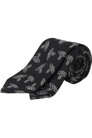 Vivienne Westwood Homme, Accessoires, Noir, Taille: ONE Size Cravate en Soie Noire à Motifs